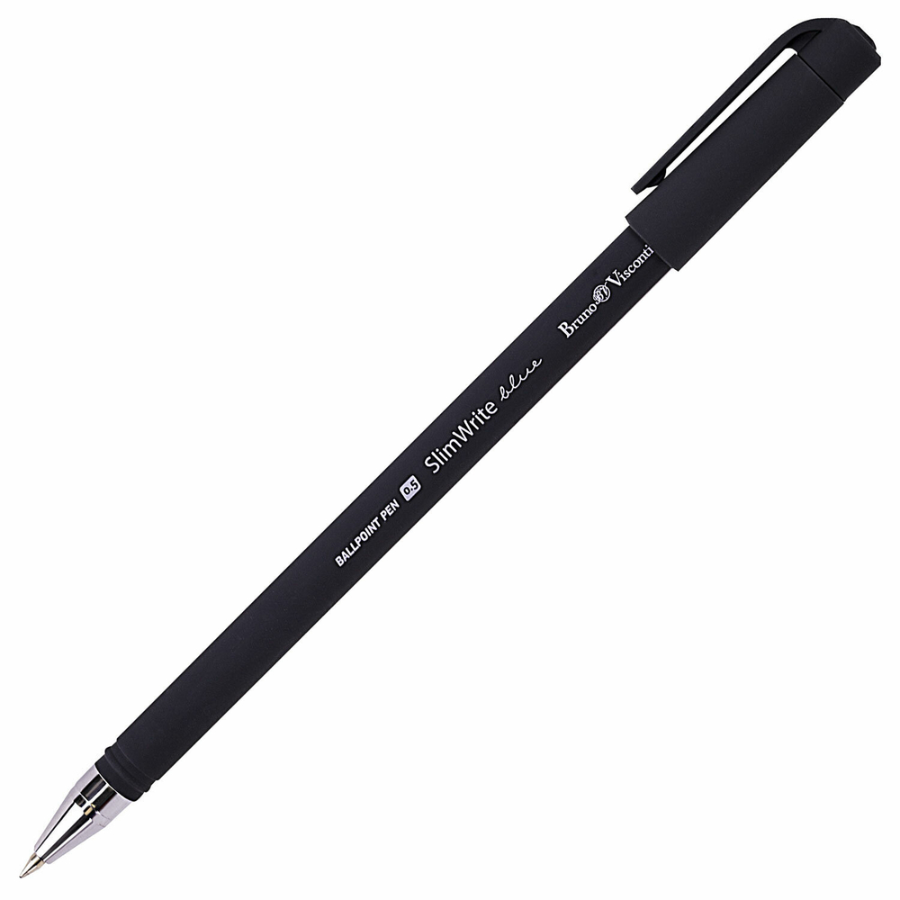 Ручка шариковая BRUNO VISCONTI "SlimWrite", "Black", СИНЯЯ, корпус черный, узел 0,5 мм, линия письма 0,3 мм, 20-0009