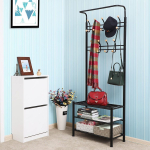 Вешалка напольная 68х35х185 см, Songmics, мет-л, полка для обуви, 40 кг, Лофт, HSR04B, чер