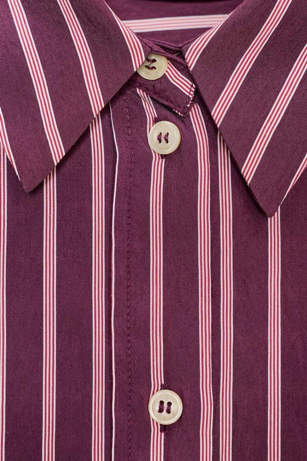 ZARA РУБАШКА ОВЕРСАЙЗ В ПОЛОСКУ ИЗ ПОПЛИНА, МАРСАЛА