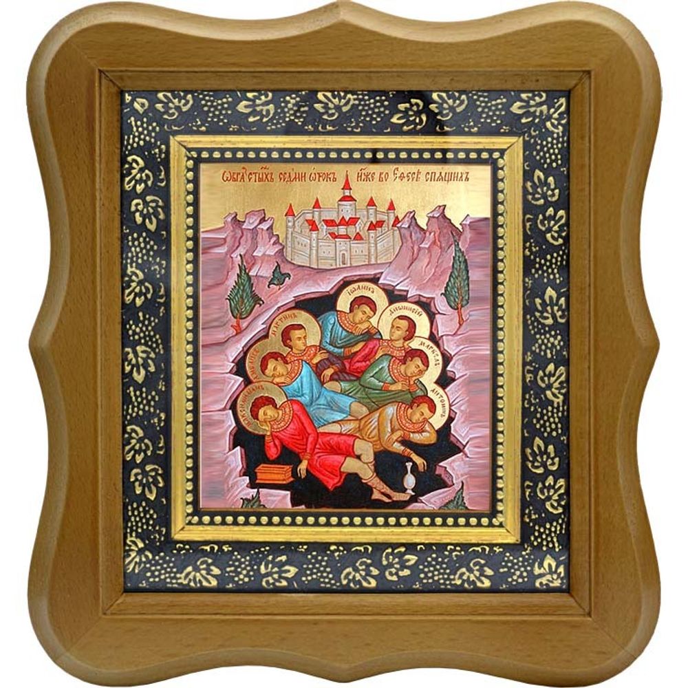 Семь  спящих отроков Эфесских. Икона на холсте.