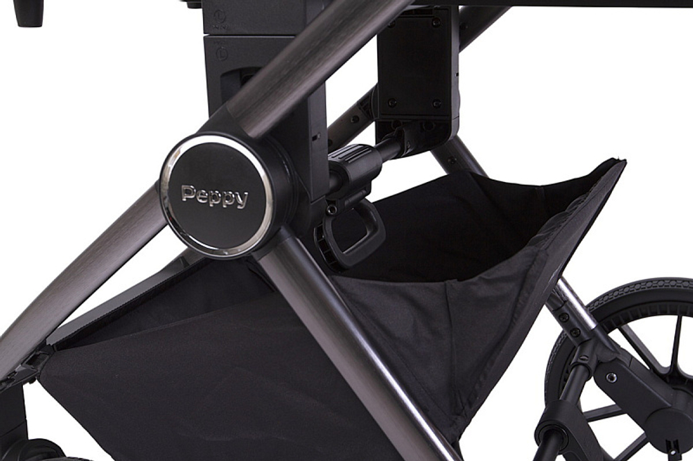 Детская коляска Peppy Monaco GP 3 в 1 с автокреслом Rise Black черный, рама темно-серая