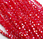 ББ008ДС4 Хрустальные бусины "биконус", цвет: ярко-красный AB прозр., размер 4 мм, кол-во: 95-100 шт.