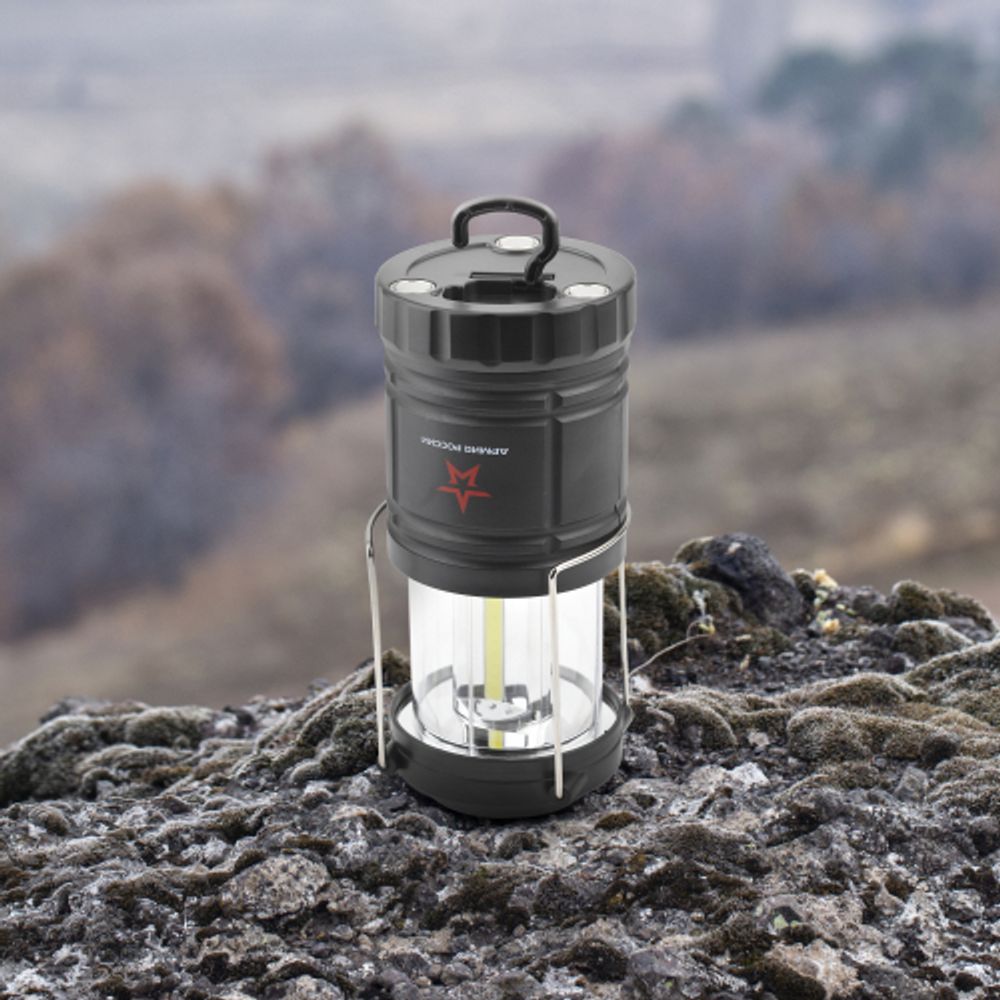 Фонарь кемпинговый светодиодный АРМИЯ РОССИИ KB-502 на батарейках складной мощный светильник с магнитом и крючком черный