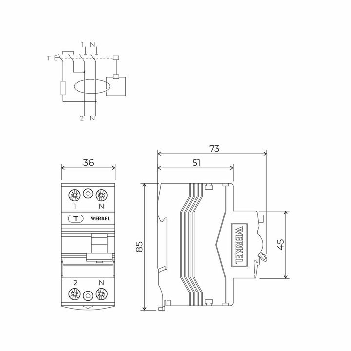 Устройство защитного отключения Werkel 1P+N 40A 300mА АС 6kА W912P404 4690389202803