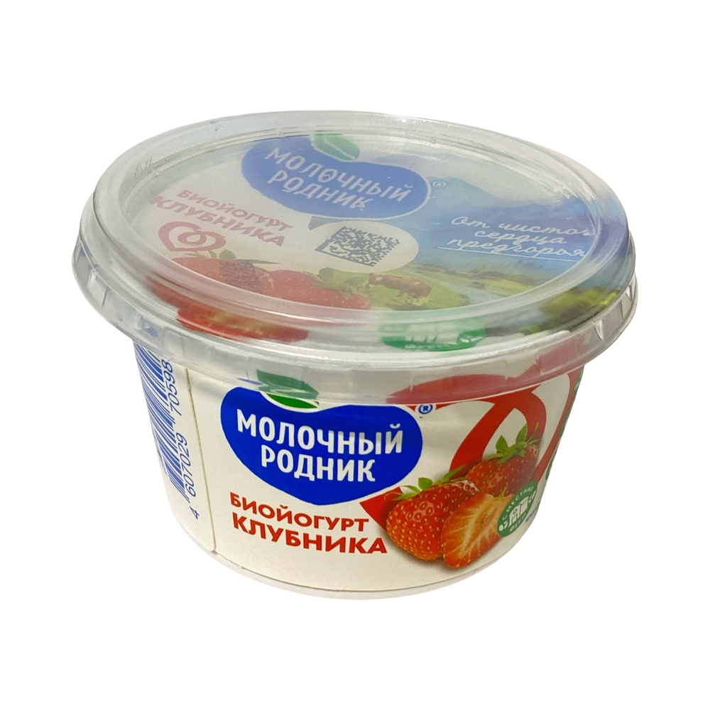 Биойогурт "Молочный родник" клубника 180гр