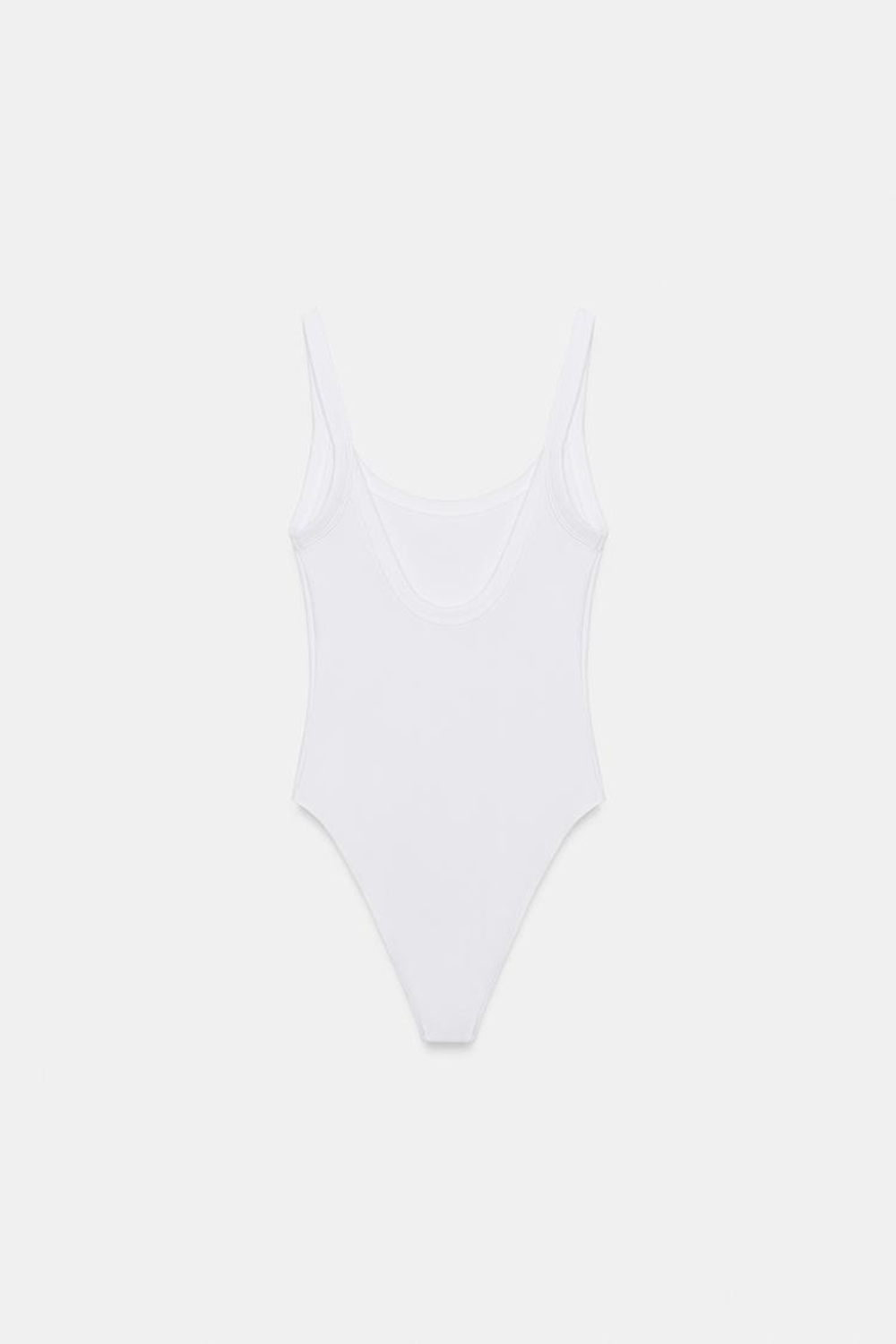 ZARA БОДИ ИЗ ХЛОПКА НА БРЕТЕЛЯХ, БЕЛЫЙ