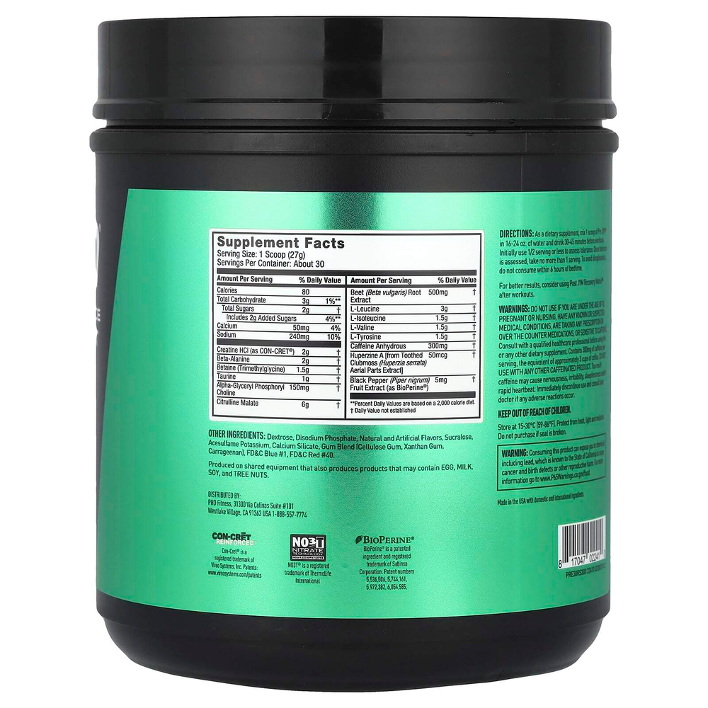 JYM Supplement Science, Pre JYM, высокоэффективный предтренировочный продукт, радужный щербет, 810 г (1,8 фунта)