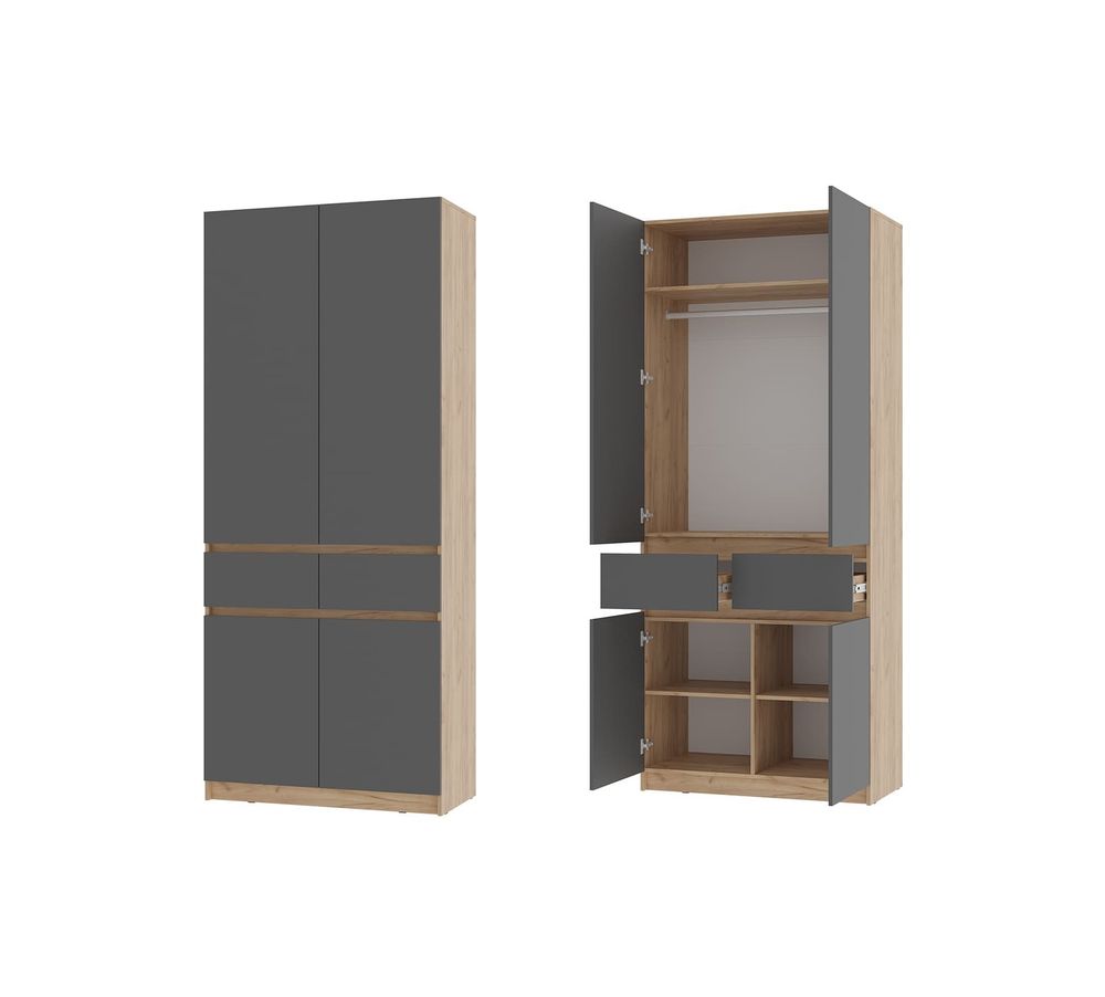 Шкаф 2-х створчатый Багира ШК-03 крафт/графит