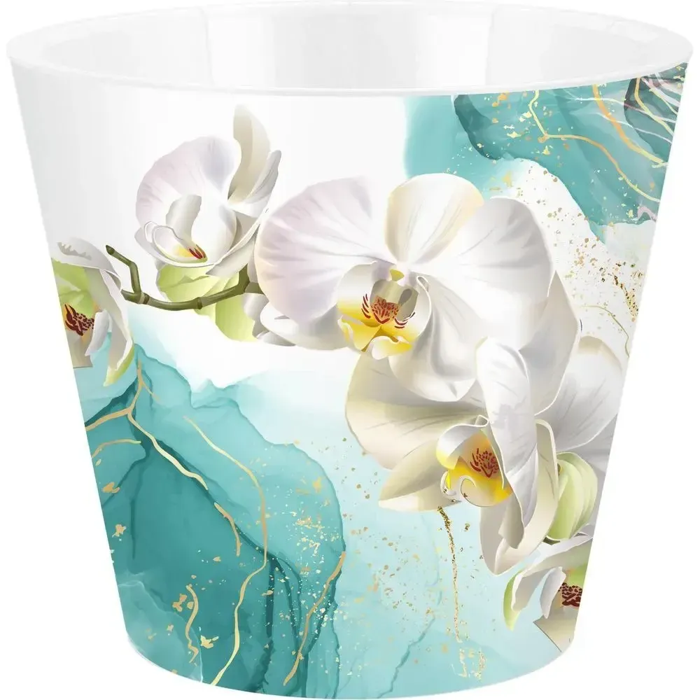 Горшок для цветов InGreen London Orchid Deco D160 мм, 1,6 л с дренажной вставкой, голубая
