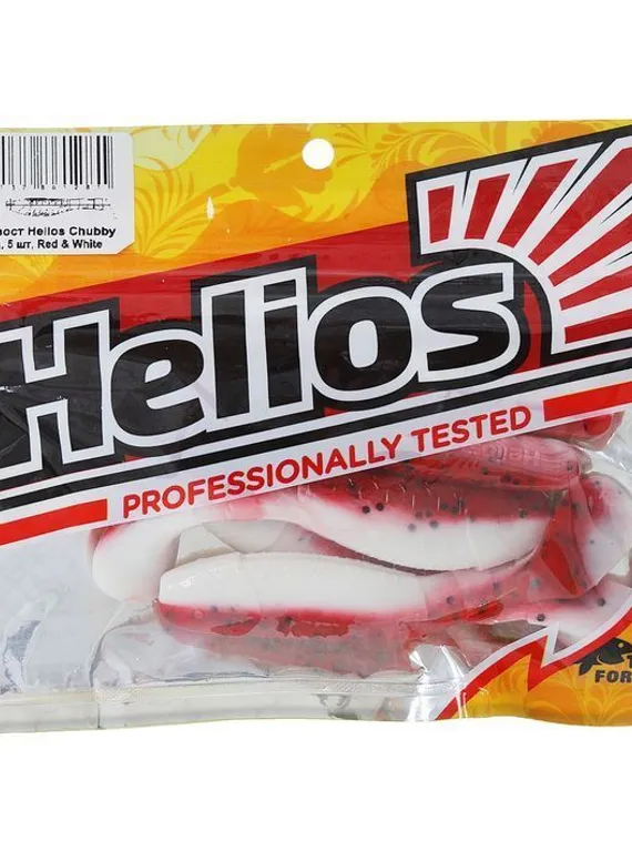 Виброхвост Helios Chubby 9 см Red &amp; White HS-4-003 (набор 5 шт)