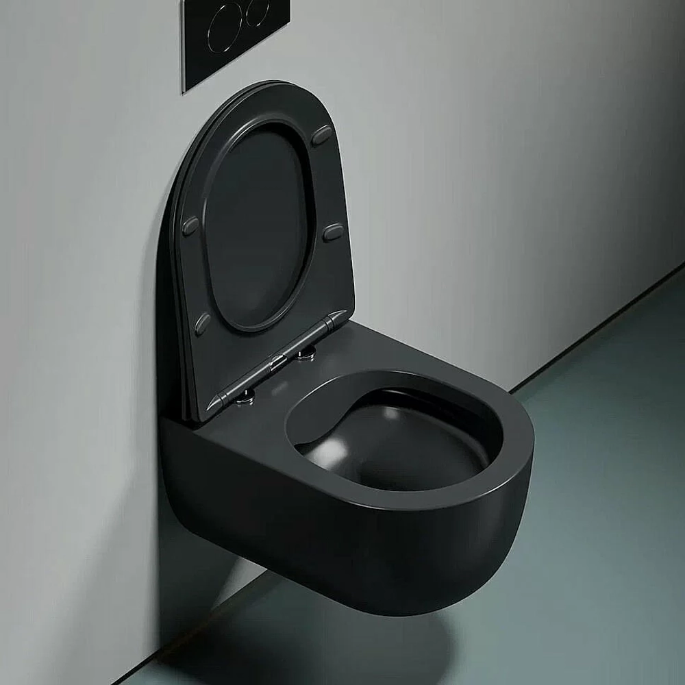 Унитаз подвесной Ceramica Nova Modena CN6063MDH безободковый, с крышкой микролифт, антрацит темный матовый