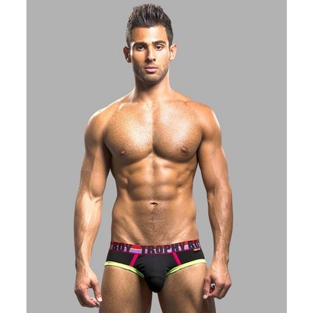 Мужские трусы брифы черные Andrew Christian Trophy Boy Push Briefs BLACK   AC7