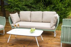 "Фиджи" лаунж-зона 5-местная плетеная из роупа (веревки), каркас алюминиевый светло-серый, роуп зеленый (4204)