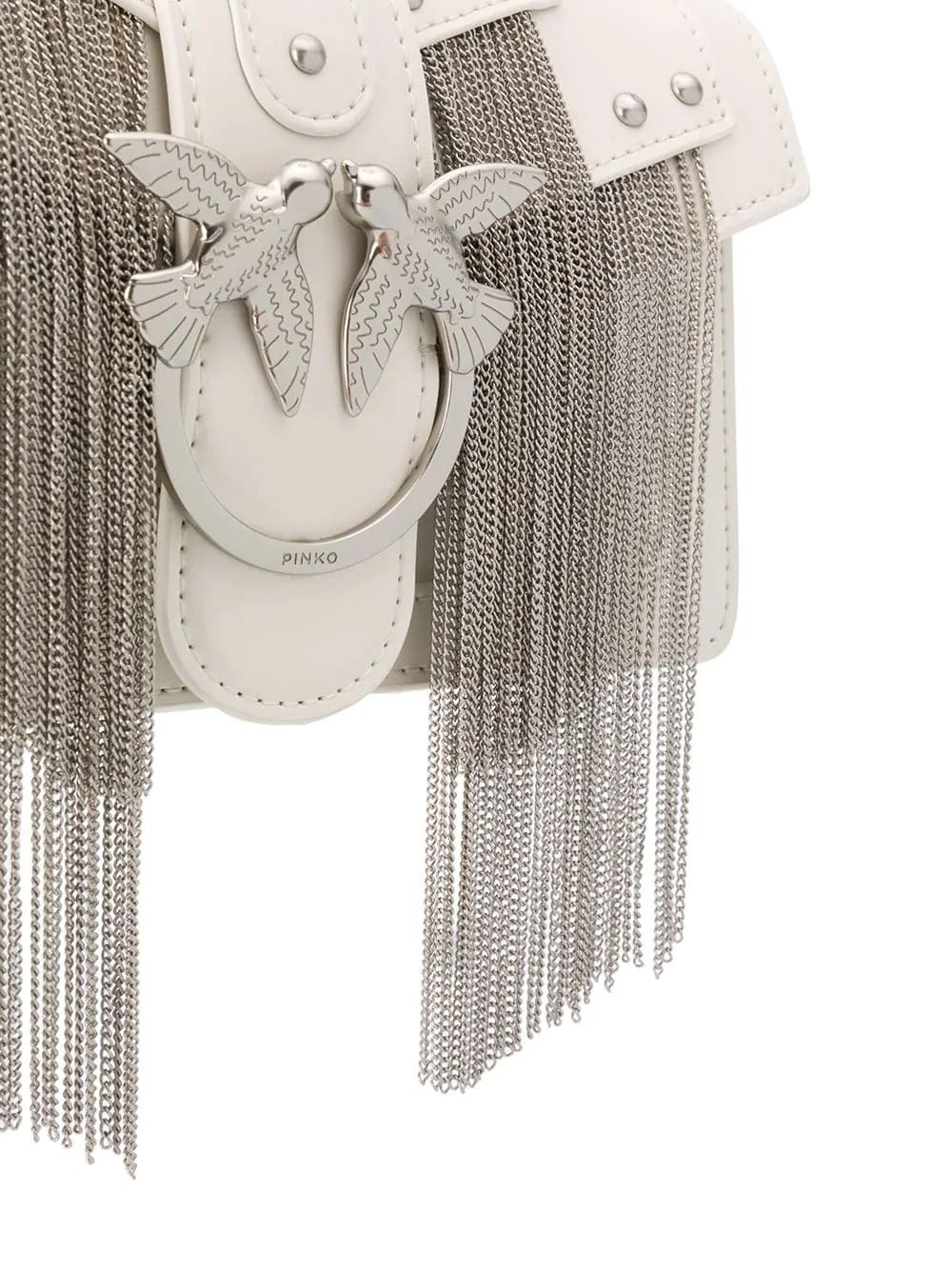 MINI LOVE BAG METAL FRINGES – white