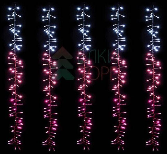 Светодиодная бахрома с эффектом бегущий огонь 2*1м., 24V, 320 LED ламп бело - розового цвета, прозрачный провод, Beauty Led (ESI320-SH10-1WP)