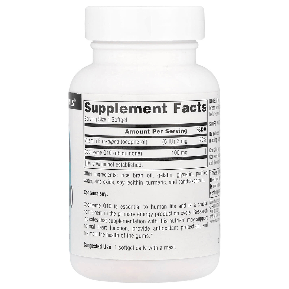 Source Naturals, Коэнзим Q10, 100 мг, 90 мягких таблеток