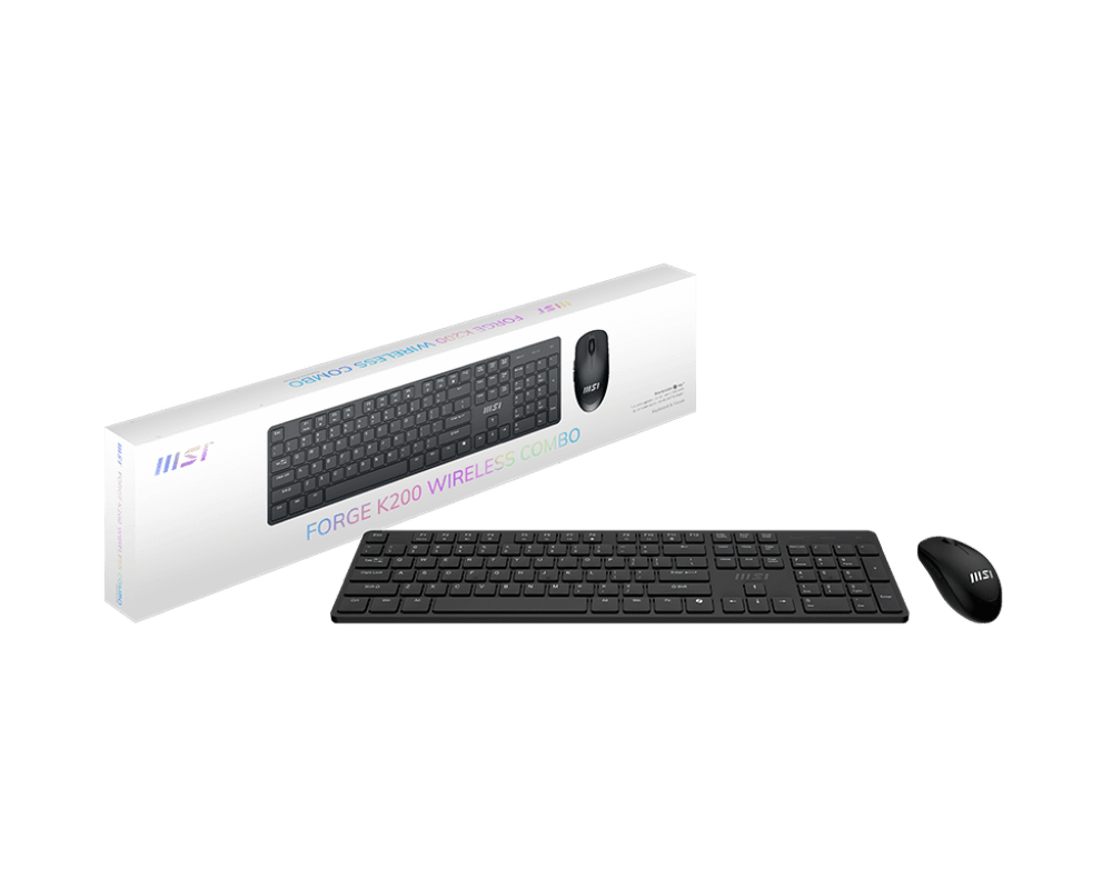 Комплект Клавиатура + Мышь MSI FORGE K200 W COMBO/104 кл./USB 2.0/5 кн. мышь/DPI 1000-1600/Черный
