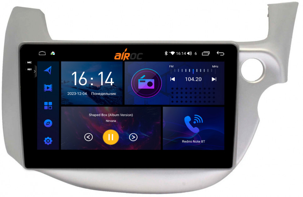 Магнитола для Honda FIT 2 2007-2014, FIT Shuttle - AIROC 2K RI-1902 Android 12, QLed+2K, ТОП процессор, 8/128Гб, CarPlay, SIM-слот