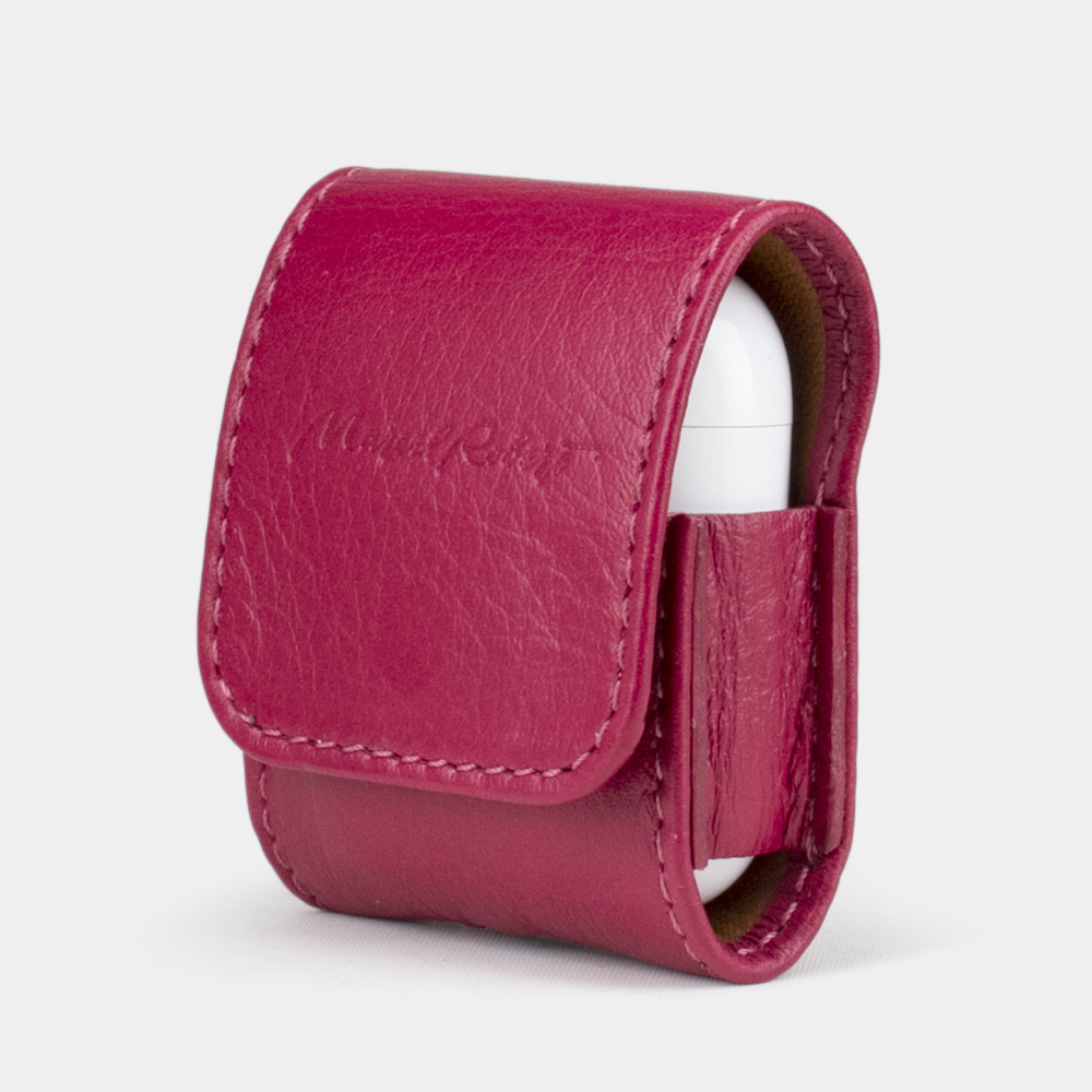 Чехол-держатель для наушников Petit Easy из натуральной кожи теленка, цвета малины