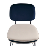 Стул полубарный с контрастным кантом pea, велюр, темно-синий/бежевый