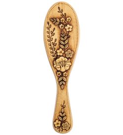 Народные промыслы BST-327/4 Массажная расческа деревянная «Полевые цветы» (береста)