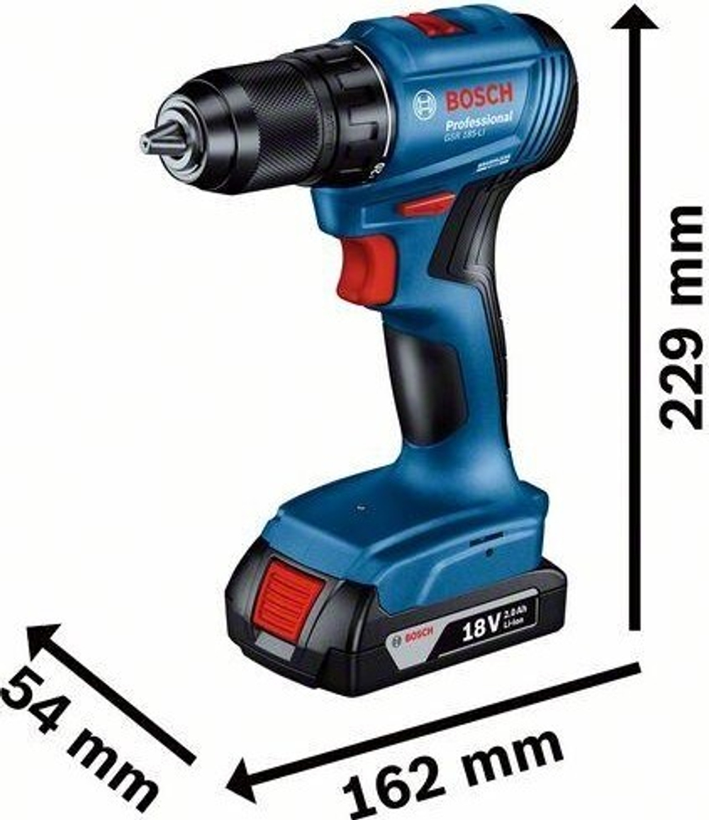 Дрель-шуруповерт аккумуляторная BOSCH GSR 185-LI 06019K3000 2х2,0 Ач