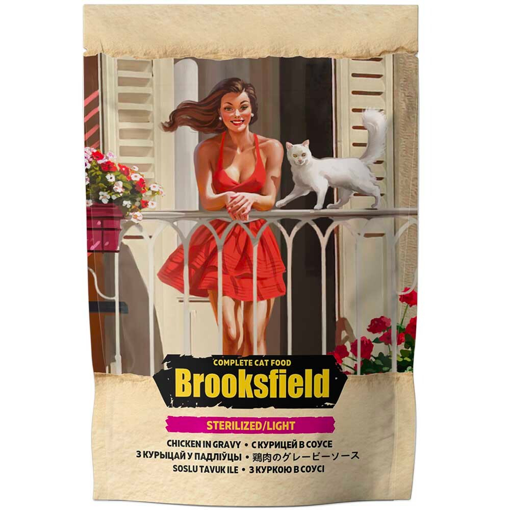 Brooksfield консервы Sterilized/Light с курицей в соусе (пакетик) 85 г - для кошек стерилизованных - Sterilized/Light Chicken in Gravy