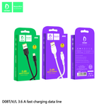 Кабель USB - Lightning DENMEN D08L 3.6A (черный) 1м