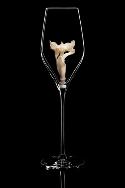 Бокал для шампанского Флюте. / Орхидея. Белый.