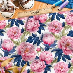 Ткань премиум интерлок выразительные пионы