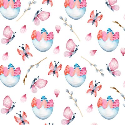 Милые пасхальные яйца и весенние бабочки