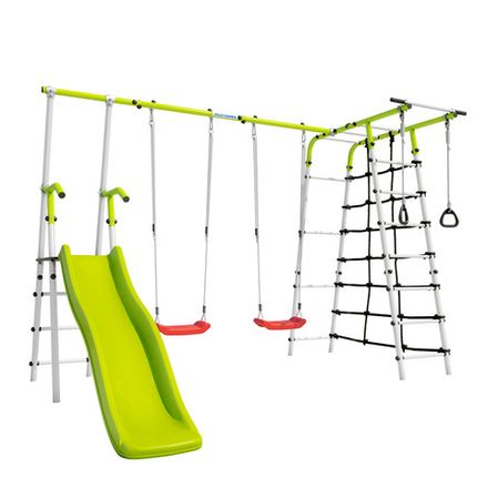 Детский спортивный комплекс для дачи ROMANA Богатырь Плюс - 2 (желтый/серый) (с пластиковыми качелями)