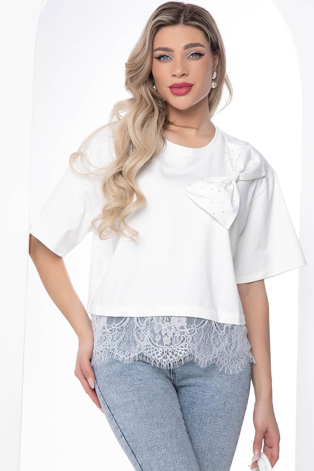 Блуза с бантом (белая) Б8871 LT Collection
