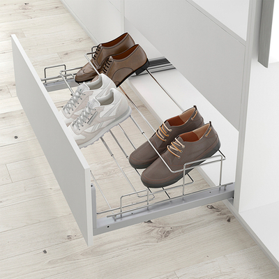 MENAGE CONFORT Выдвижная телескопическая обувница ROLAND, выдвижной фасад, ширина 450-650 мм, серый/хром