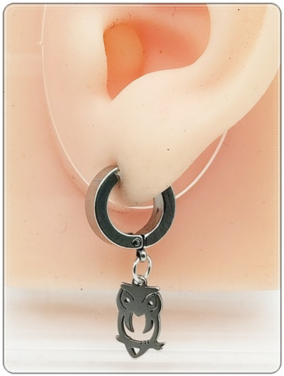 Серьга (1шт) "Сова" (14х8мм) для пирсинга уха. Медсталь.