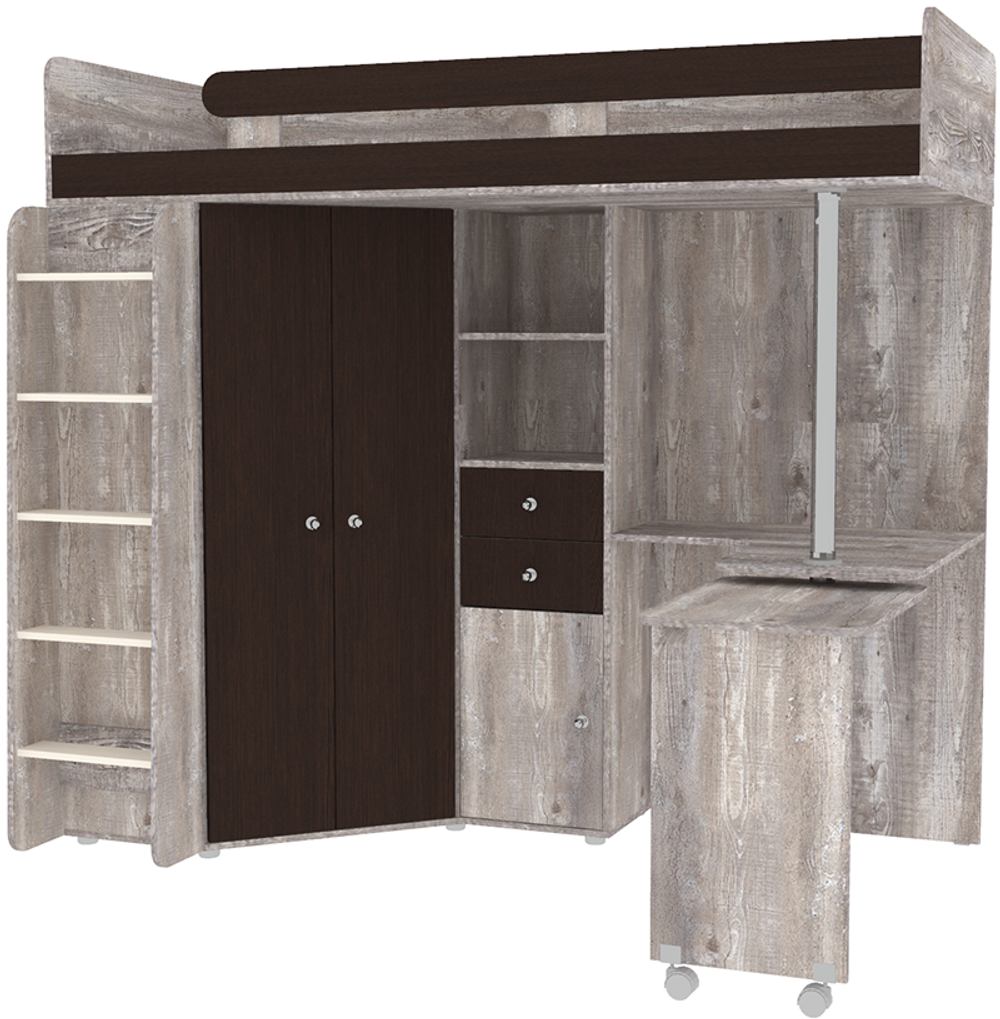 Кровать-чердак КарИВи М85 Бетон Венге