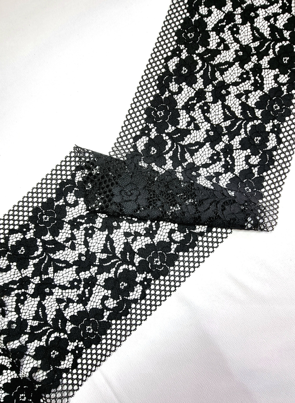Кружево малоэластичное чёрное К034