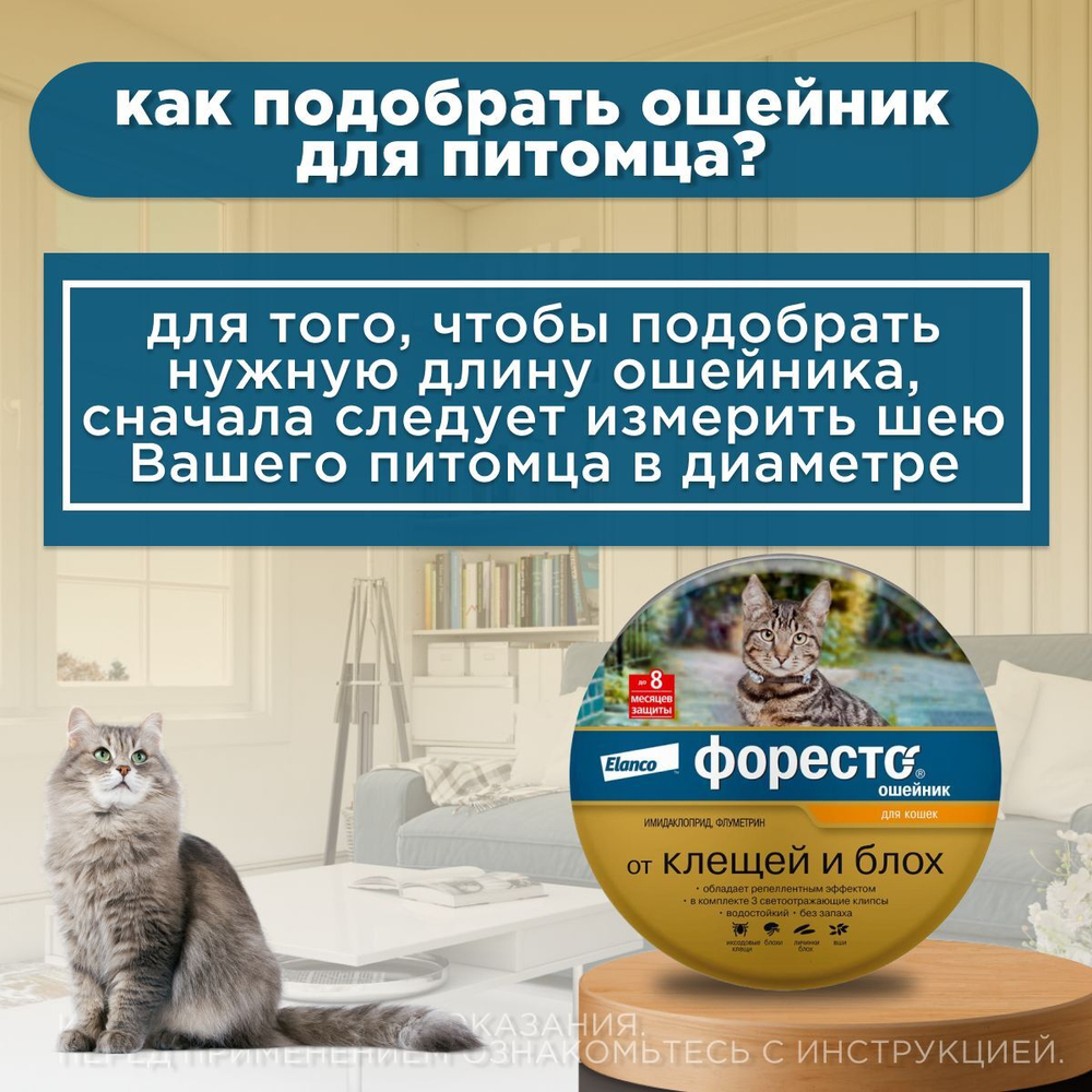 Ошейник от блох и клещей Форесто для кошек