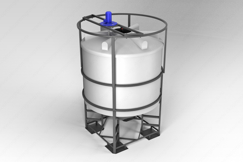 Емкость пищевая в обрешетке ЭкоПром ФМ с турбинной мешалкой 5000 л. конусная (216x216x337см;белый) - арт.555712