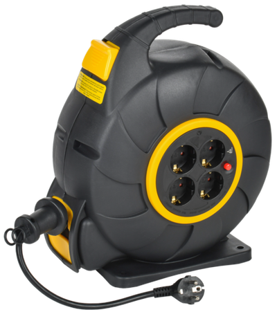 TWIST Катушка УК20 4 места с заземлением 3х1,5мм2 с автосмоткой кабеля 20м IEK