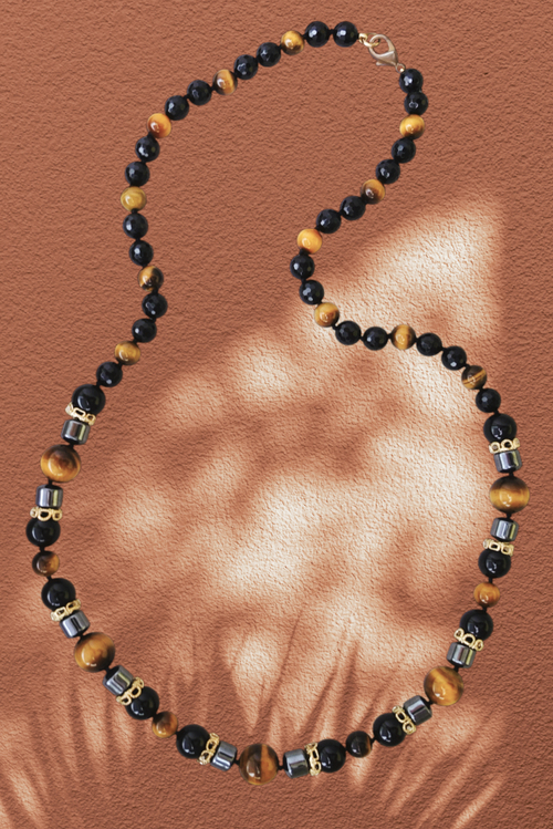 Бусы из агата и гематита (н-0646)