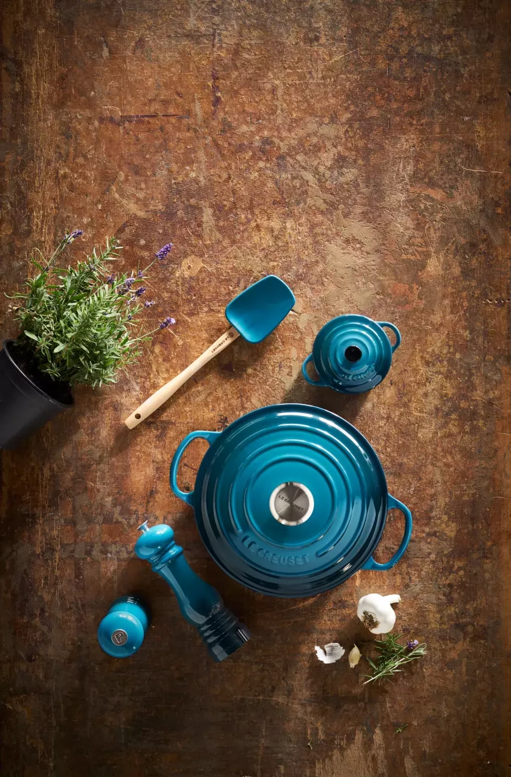 Le Creuset - Мини-кокотница глубиной 10 см, бирюзовый цвет. / артикул   71901-10642   / GTIN 843251115266