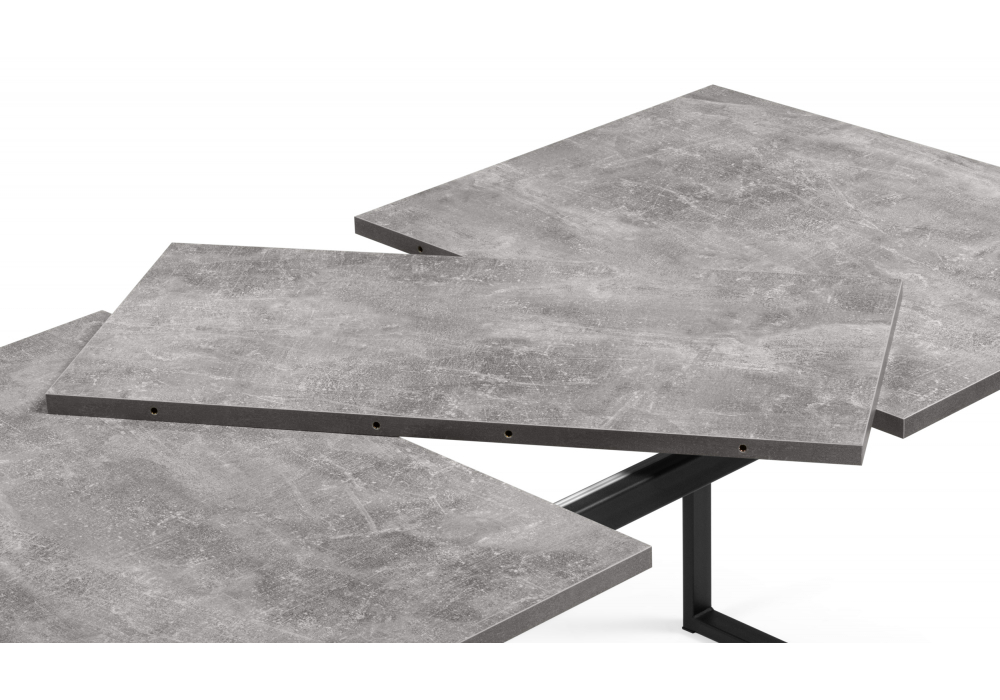 Стол деревянный Woodville Лиман 117 (157) x 77 бетон светлый, черный матовый, ножки черные