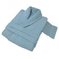 Элитный халат мужской вафельный Tosya голубой от Hamam Турция