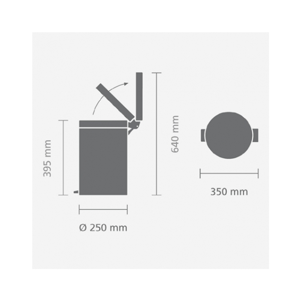 Ведро для мусора Brabantia с металлическим внутреннем ведром полированная сталь 12л схема