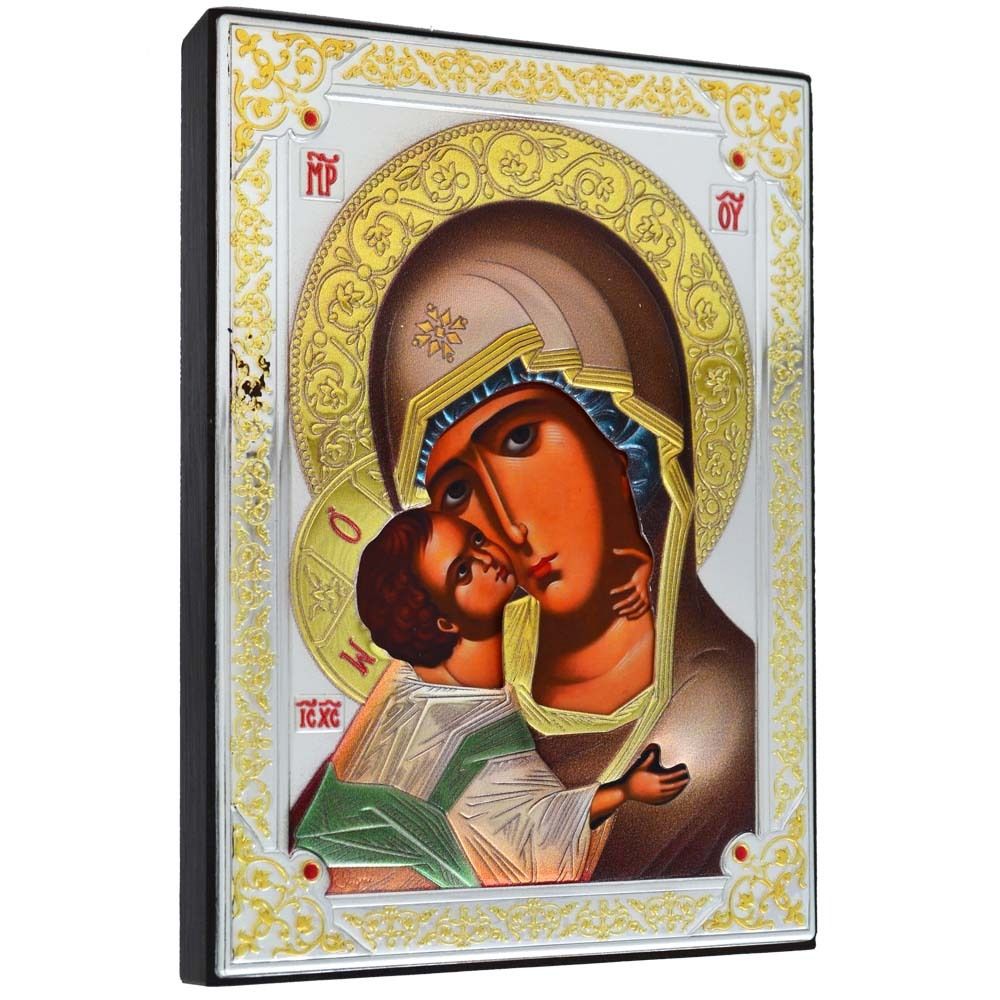 Владимирская икона Божией Матери в серебре.