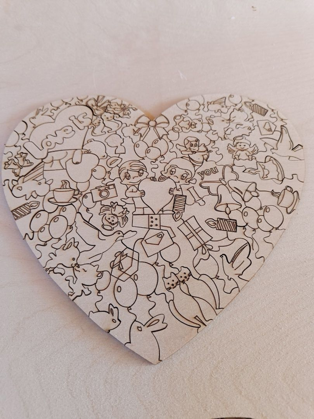 Пазлы Сердце, деревянные, 23*20см, ручная работа