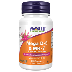 Now Foods Mega D-3 & MK-7 60 capsules, Витамины Д3 и К2 (МК-7)