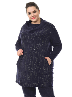 Туника Ангора тёмно-синяя, воротник-хомут