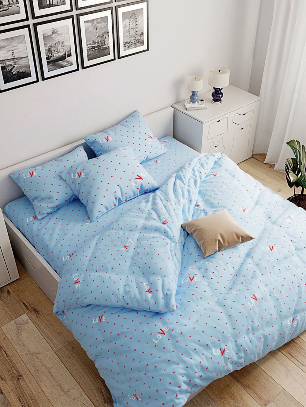 Наволочка комплект 2шт Сказка "Love" 40х60 см, поплин